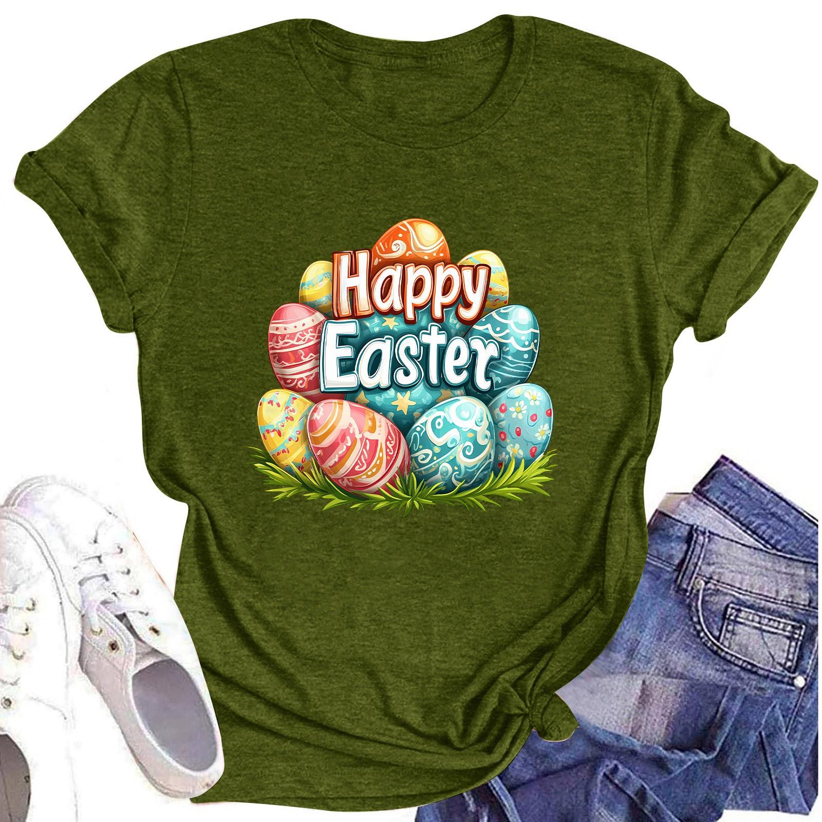 

Женский топ с круглым вырезом, повседневный принт, футболка с короткими рукавами L армия зеленый