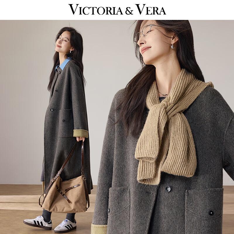 

VICTORIA&VERA Женское пальто из смесовой шерсти с капюшоном и цветными блоками XL