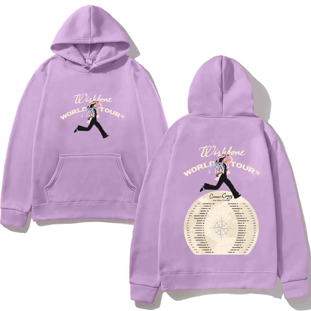 

WISHBONE WORLD TOUR 2026 Толстовка Conan Gray Повседневная Высококачественная Печать Harajuku Толстовка с Капюшоном Флисовая Удобная Худи M