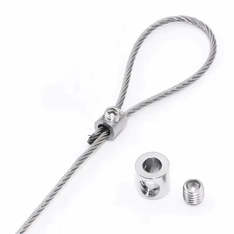 10PCS For 1/2mm Steel Wire Sling Clamps Double Holes Metal Copper Clip Stainless Steel Rope Sling Tool Fastening Accessories