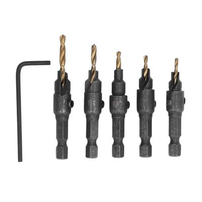 5 Pezzi Punta da svasatura 5?Kit Set di Utensili per Foratura Taglierina per Fori in Acciaio ad Alta Velocità da 12 mm