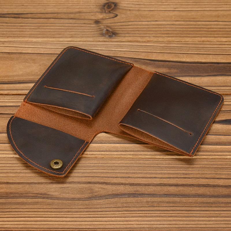 Retro Crazy Horse Leather Card Bag Men'S Leather Short Wallet Men'S Card Bag First Layer Cowhide Card Clip