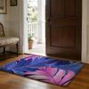 Purple Tropical Leaves Floor Mat Soft Flannel Absorbent Mat Non-Slip Rug Home Bedroom Bathroom