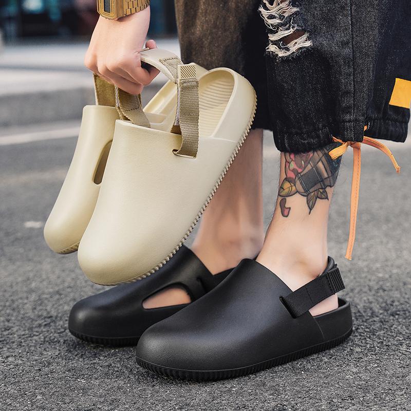 Fashion Shoes Men Summer Thick Bottom Casual Men's Beach Sandals Lightweight Hollow Out Breathable Baotou Slippers Couple Casual Shoes