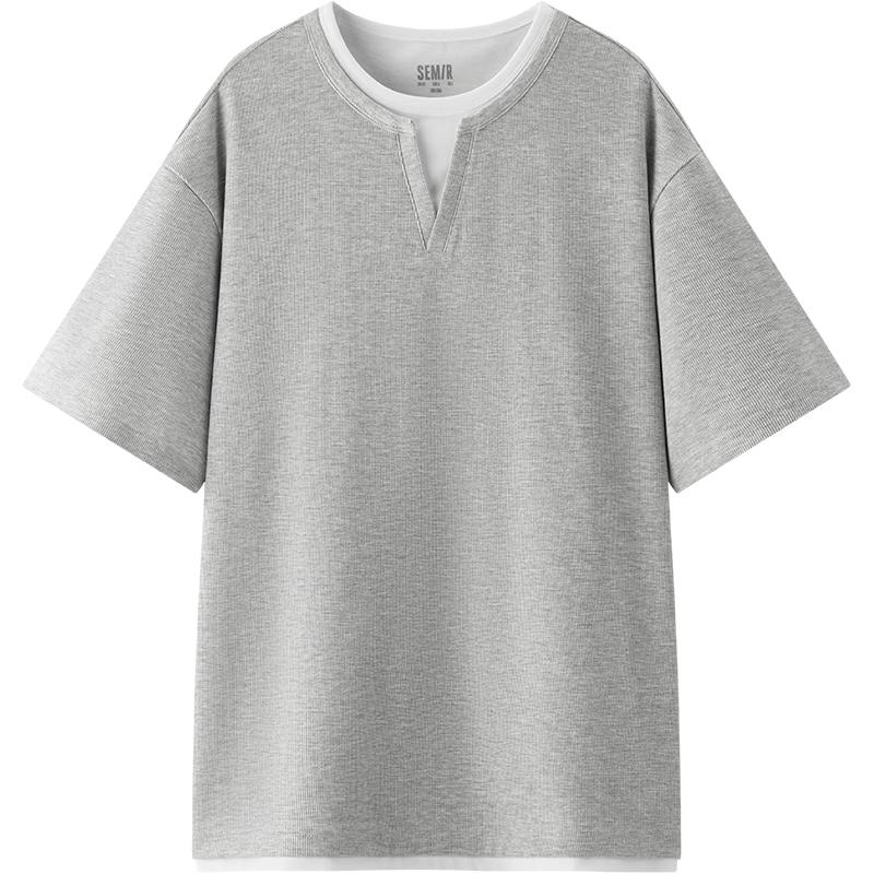 Semir Men's Color Block Waffle Knit Short Sleeve T-Shirt