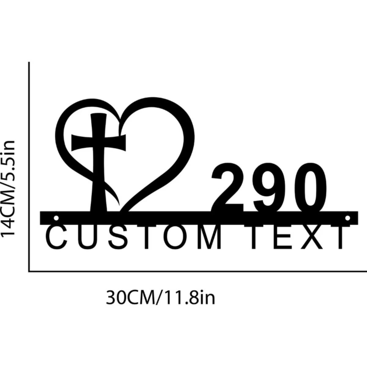 

Custom Metal Sign Cross Design for Door Wall Art Decor, Personalized House Number Address Hanger M чорний