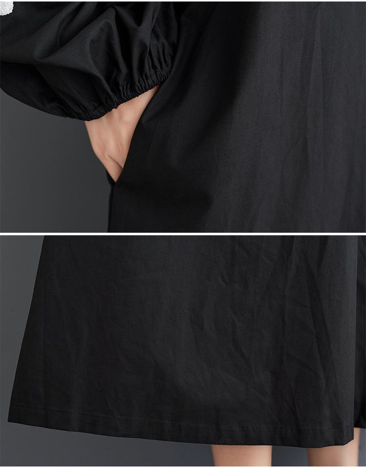 Real Shot Spring Autumn Loose Plus Size Patchwork Long Sleeve Shirt Dress