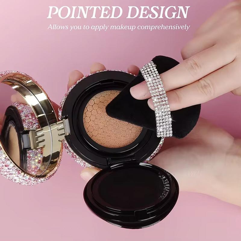 3Pcs Triangle Powder Puff Face Diamond Ribbon Soft Makeup Tool Sponge Velvet Soft Smooth Facial Beauty Makeup Sponge Accessories