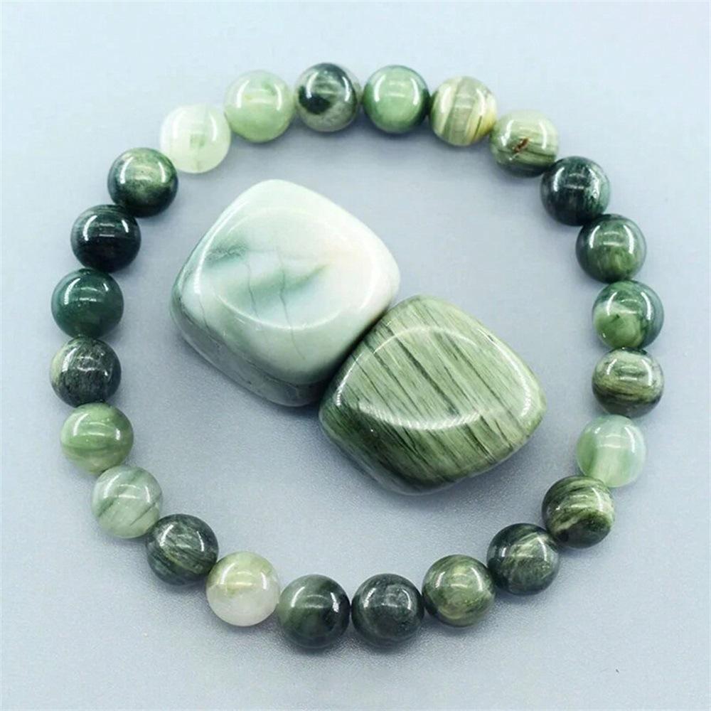 Festive Gifts Green Seraphinite And White Jade Beaded Bracelet Fresh Natural Fashion Jewelry For Men And Women Daily Wear Simple Versatile Accessory
