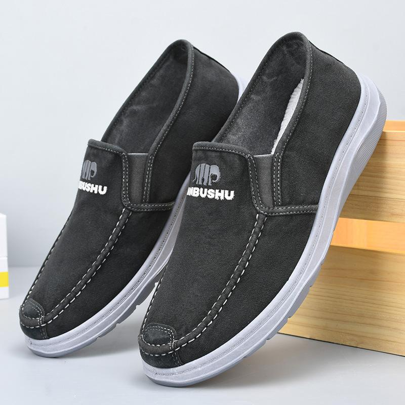 Canvas shoes men classic fashionable old Beijing casual shoes Wearing one foot comfortable. Shallow-mouthed single shoes H179