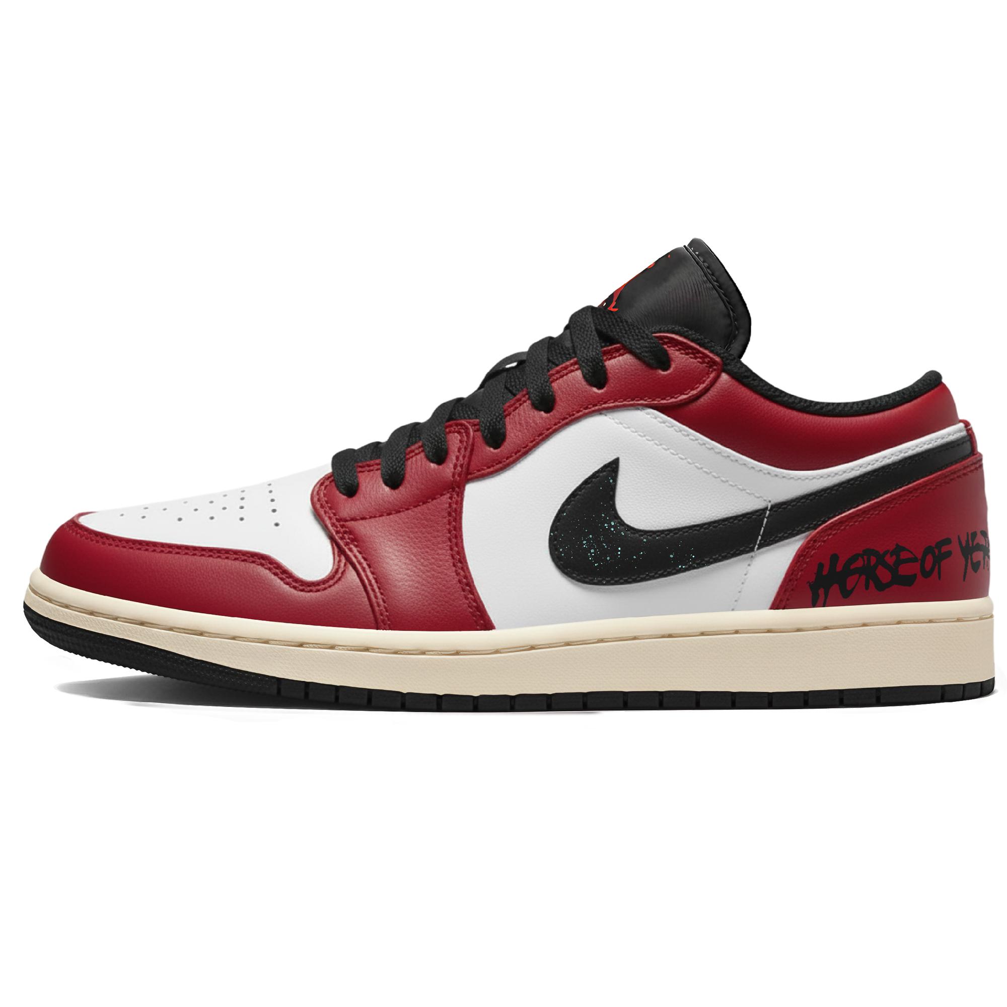 Jordan Air Jordan 1 LOW Triple Lab, Horse Year, Red Horse Warrior Abrasion Resistant Abrasion Resistant Low top 553558-081(Team210-) 42