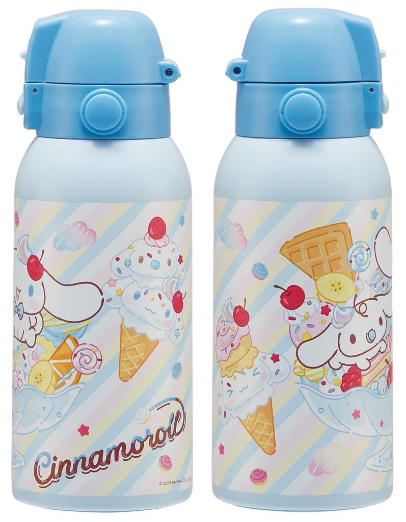 Skater Water Direct Sanrio Fancy Snacks Stainless Sports Water Children's Bottle, 600ml, Drinking, Cinnamoroll, & Weets, Girls', Insulated, Steel,