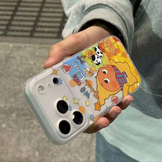 

Integrated Button Phone Case for Apple 17/16 Star, 17 Pro Max, Cartoon Soft Case for 13, 14, 15P iPhone 16 Integrated Camera Button