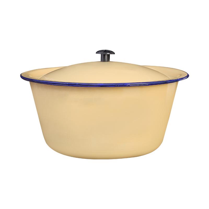 Vintage Yellow Enamel Wash Basin - Nostalgic Retro Soup Bowl