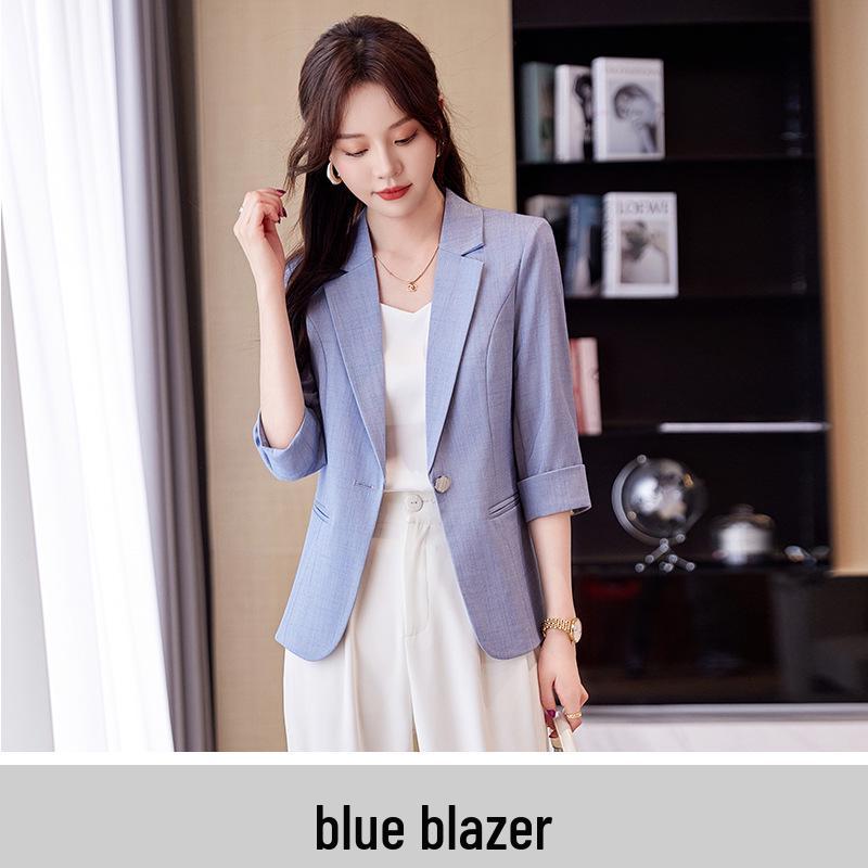 Women's Spring/Summer 2024 Pink Mid-Sleeve Blazer Jacket – New Fashion Casual Suit Top