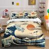 Klassisches Japanisches Große Welle und Gipfel Druck Bettwäsche Set 1 Bettbezug 2 Kissenbezüge Für Erwachsene und Kinder Luxus Geschenk Vollgröße