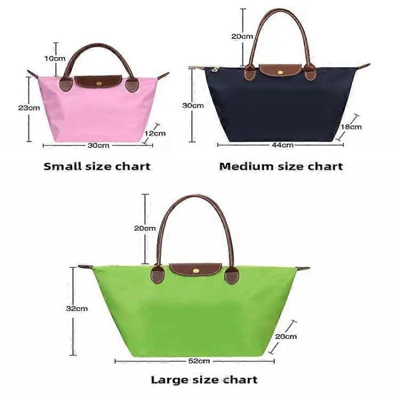 Classic Solid Color Lady Oxford Cloth Shopping Bag Nylon Shoulder Handbag Foldable Storage Bag