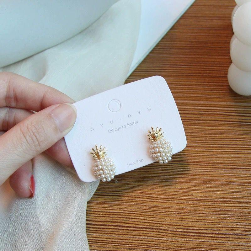 Trendy Fruit Pearl Earring For Women Exquisite Geometric Pineapple Imitation Pearls Stud Earrings Fashion Jewelry Gift Brincos