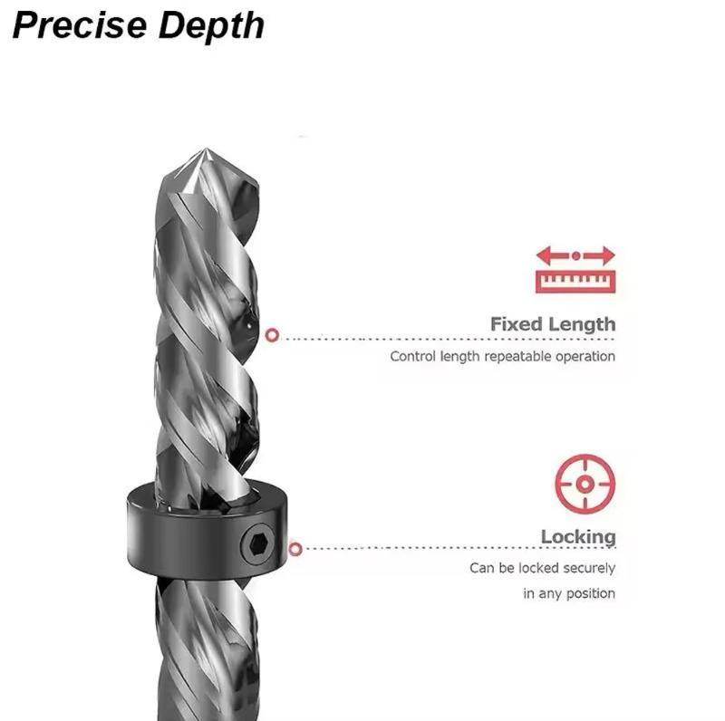 1set Drill Stoper Collar Set Stop Bit Ring Shaft Limit Metric Lock Steel Press Depth Ajustable Positioner Hole Guide Woodwork Tools
