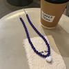 Y2K Retro Resin Pendant Necklaces Women Beaded Candy Color Heart Necklaces Exquisite Cute Daily Party Jewelry Accessories Gifts