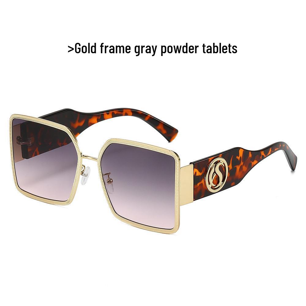 Women's Oversized Square Metal Frame Sunglasses: European & American Trend 3726