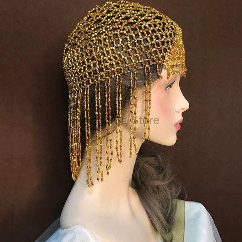 1920s Beaded Cap Headpiece Roaring 20s Beaded Flapper Headpiece Belly Dance Cap Exotic Cleopatra Headpiece for Gatsby Party