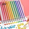 Art Gel Pen Set Highlighter Transparent Body Multicolored Painting with Glitter Sparkling Effect Smooth Metal Tip Ink for Note Marking Coloring