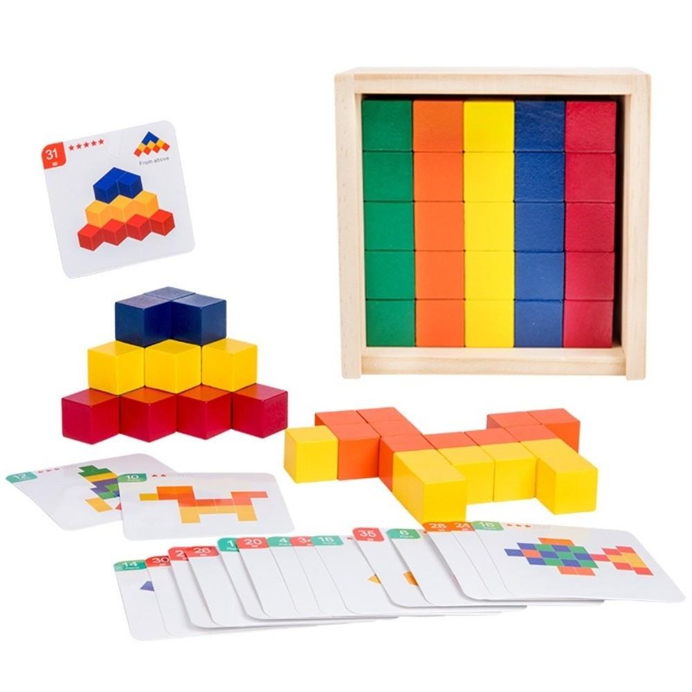 A Box Poratable Wooden Puzzle Creative Three-Dimensional Toy Cube Block Toy  Educational Use