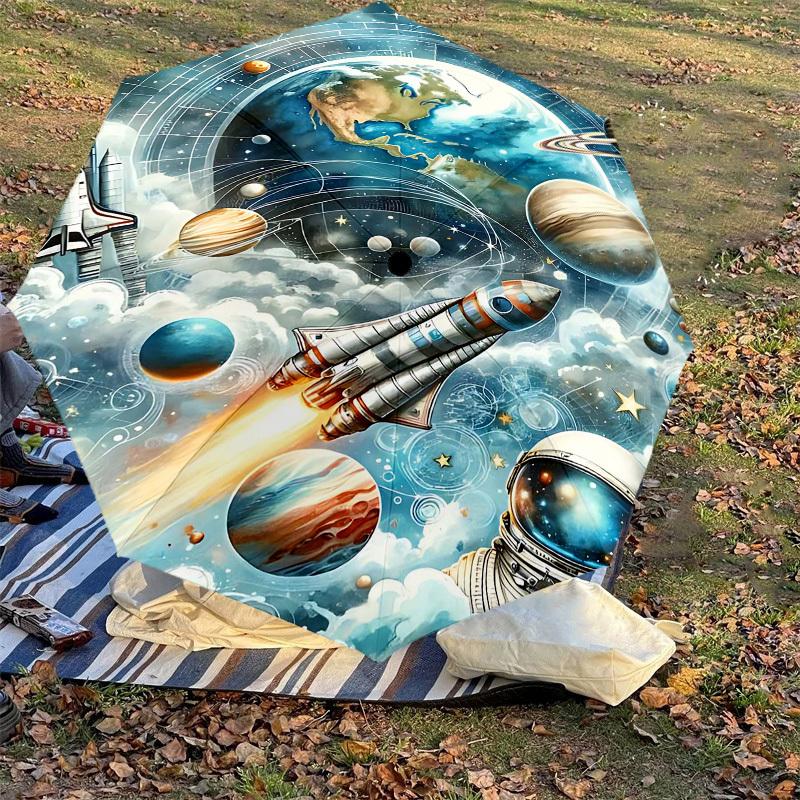 1PC space exploration space travel Umbrella-8-Rib Reinforced Portable Folding Travel Suitable for All Seasons Outdoor Daily Use-J386