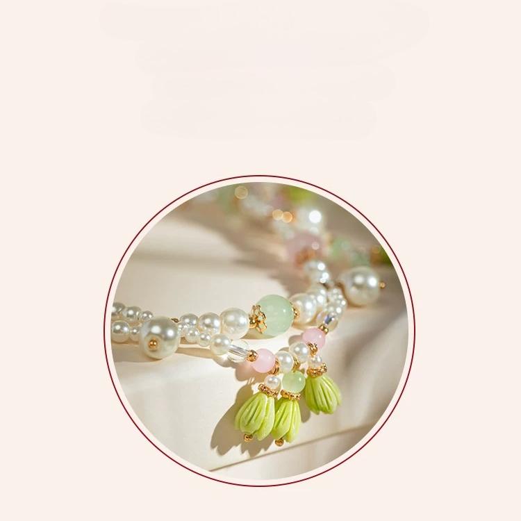 Antique Hanfu Accessories, Yingluo Necklace, Fresh Women's Retro Imitation Pearl Pendant, Qipao Accessories