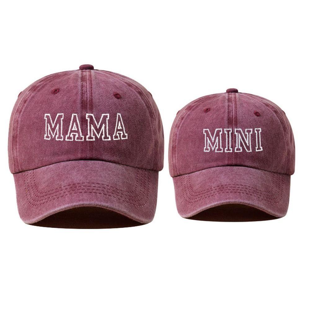 Cappellini in Cotone Lavato MAMA MINI Ricamati Moda Cappellino da Baseball Vintage Regolabile Traspirante per Genitori-Unisex Cappellini da Baseball
