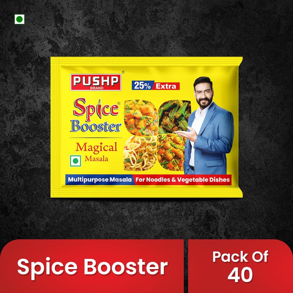Pushp Brand Spice Booster Magical Masala Blend For Daily Vegetarian Cooking Savory Flavor Enhance Pack Of 40