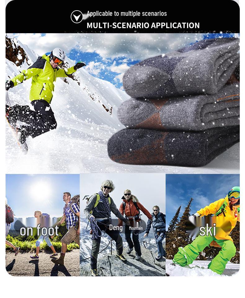 Mid-Calf Snow Mountain Thick Merino Wool Ski Socks - 90% Wool for Outdoor Sports