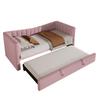 Daybed, 90 X 200 Cm (180 X 200 Cm) Upholstered Bed with Trundle Bed, Sofa Bed, Single Bed, Double Bed (Without Mattress), Velvet, Pink