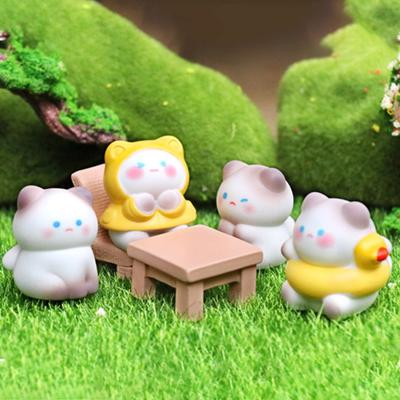 Yousheng Mini Resin Cat Figurine Micro Cartoon Cat Statue Tiny Animals Crafts for DIY Moss Landscape Dollhouse Garden Decor Birthday Party Cake Topper
