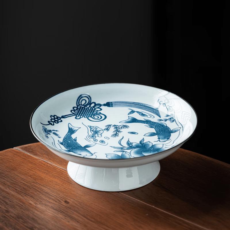 Ceramic High-Footed Tea Snack and Fruit Plate