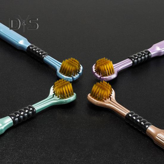 2Pcs Three-Sided Toothbrush Soft Bristles Ergonomic Handle Adult Toothbrush Portable Travel Companion Toothbrush
