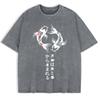 Japanische Koi Harajuku Drucke Gewaschene T-Shirts Herren Baumwolle Oversize T-Shirt Sommer Rundhals Kurzarm Oberteile Kleidung
