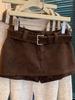 Women's High Waist Melanoid Suede A-Line Skort - Autumn/Winter 2025 Trendy Hip-Hugging Style