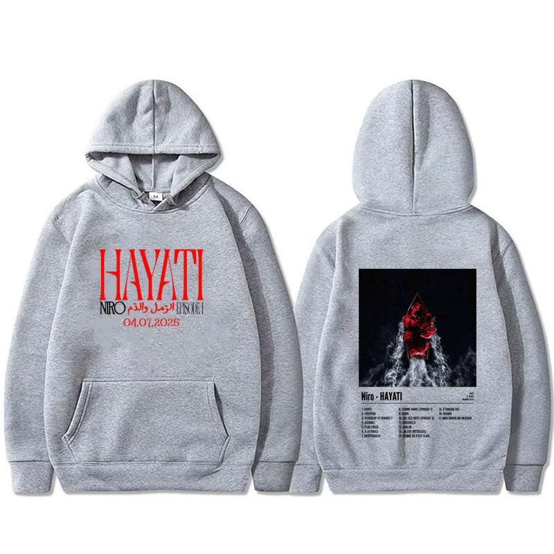 Rapper Niro HAYATI Album Graphic Hoodie Men Women Fashion Casual Oversized Pullover Hoodies Male Vintage Hip Hop Rock Streetwear