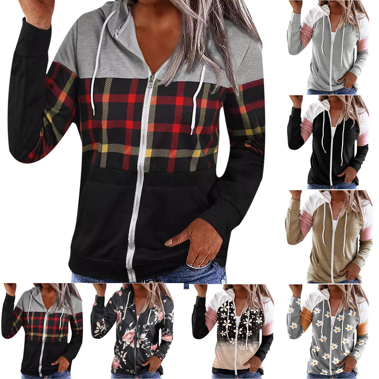 

Новая толстовка с капюшоном и застежкой-молнией для женщин в европейском и американском стиле на осень/зиму.