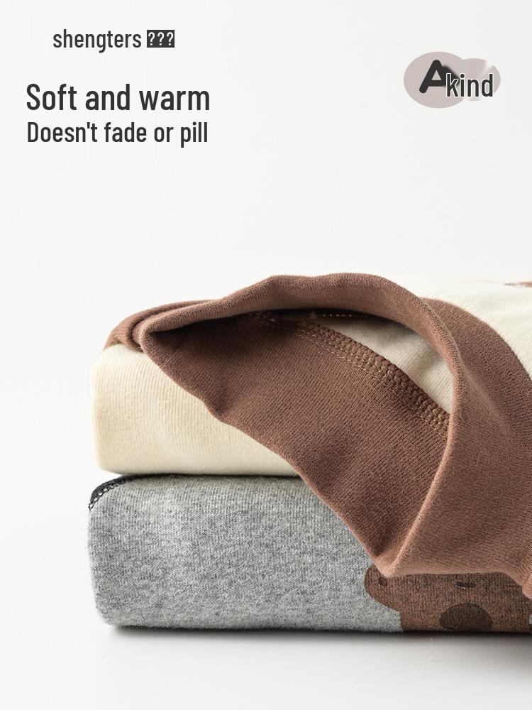 Shengte Shi Kids' Mid-Neck Cotton Thermal Top – Unisex Autumn/Winter Base Layer