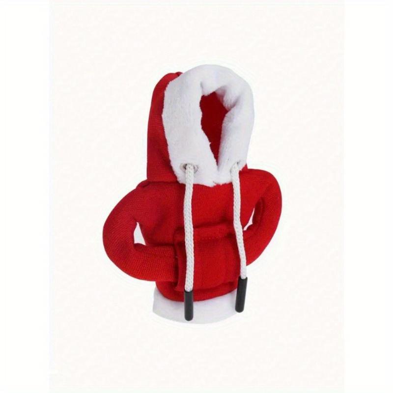 1pc Red Santa Claus Car Gear Shift Knob Cover, Fashion Mini Hoodie Sweatshirt Fit For Car Gear Shift Knob