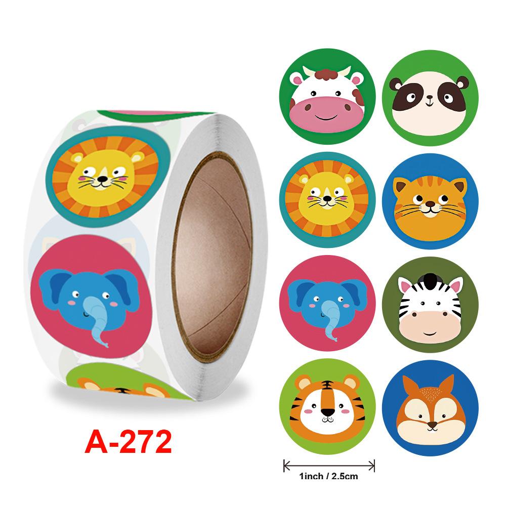 500Pcs Children's Cartoon Animal Stickers Baby Stickers Kindergarten Inspirational Little Red Flower Reward Roll Stickers