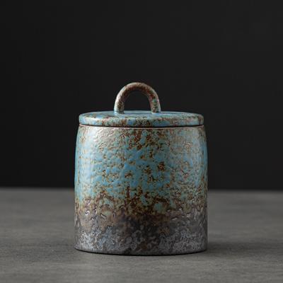 Théière vintage en grès avec couvercle Bocal de stockage alimentaire scellé en céramique Théière Pu'er Bouteille de stockage de cuisine pour noix et bonbons Récipient alimentaire