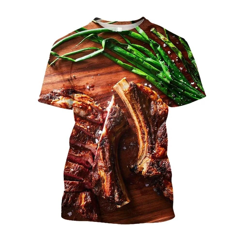 Kids O Neck T Shirt 3D Burger Food Pattern Vivid Unique Design For Outdoor Play Picnic Gathering Park Trips Summer Casual Daily Outfits
