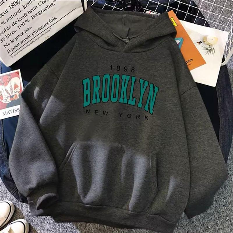 Hoodie met Letterprint Wafelpatroon Casual Pullover met Lange Mouwen