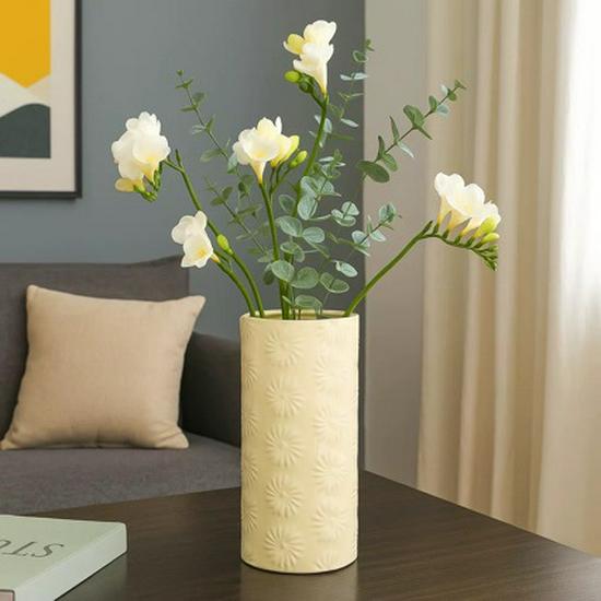 Nordic Ceramic Flower Vase - Creative Dried & Artificial Flower Holder for Living Room & TV Cabinet Decor.