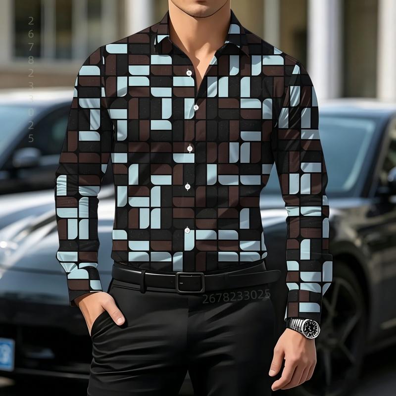 Hochwertiges personalisiertes bedrucktes Herrenhemd, modisches kontrastfarbiges Langarmhemd, lässiges Business-Herrenhemd XS-6XL