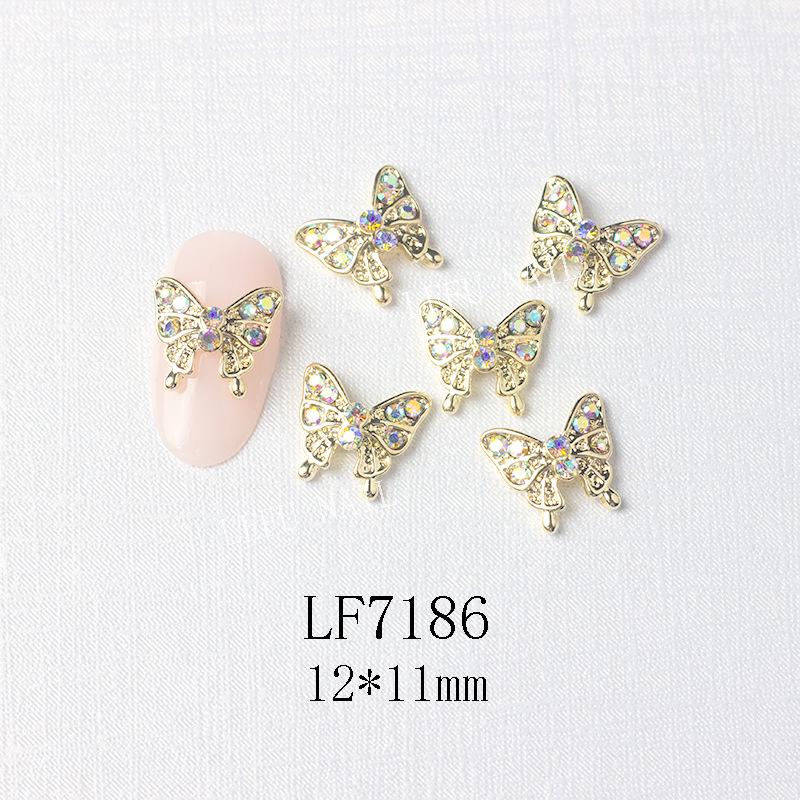 3D Metal Butterfly Nail Art Decorations with Mini Rhinestones